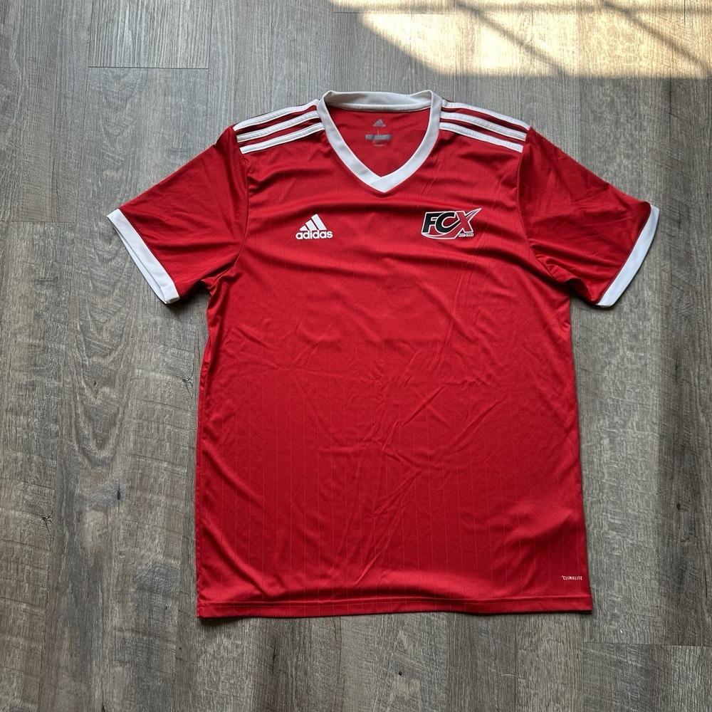 Adidas Jersey Shirt Men Large Red Polyester Short‎ Sleeve Pullover Climalite